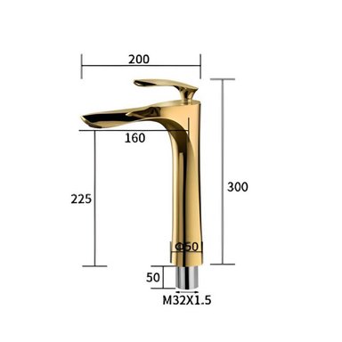MEZCLADORA DE LAVATORIO DORADO ELEGANTE ALTA - 5