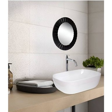 COMBO DE LAVATORIO RECTANGULAR MAS GRIFERIA AGUA FRIA DESAGUE Y ESPEJO - 2