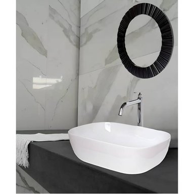 COMBO DE LAVATORIO RECTANGULAR MAS GRIFERIA AGUA FRIA DESAGUE Y ESPEJO - 3