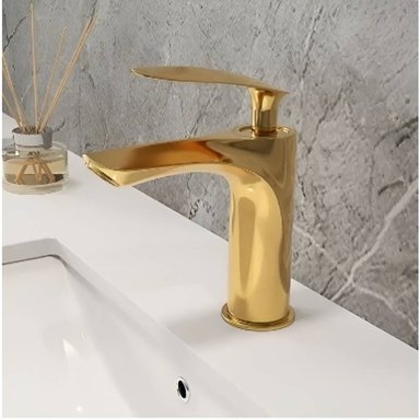 MEZCLADORA DE LAVATORIO DORADO ELEGANTE - 2