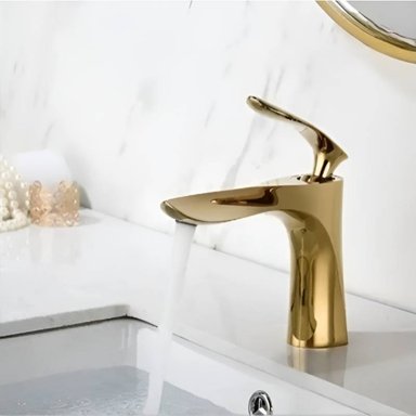 MEZCLADORA DE LAVATORIO DORADO ELEGANTE - 6