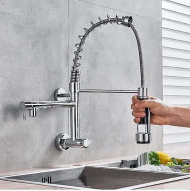 GRIFERIA DE COCINA  DOBLE CAÑO AGUA FRIA CROMADO