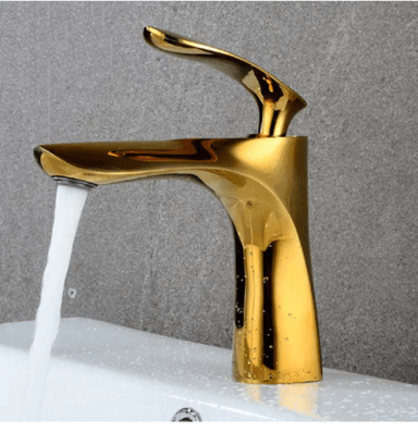 COMBO DE LAVATORIO RECTANGULAR MAS MEZCLADORA DORADO DESAGUE ESPEJO - 4