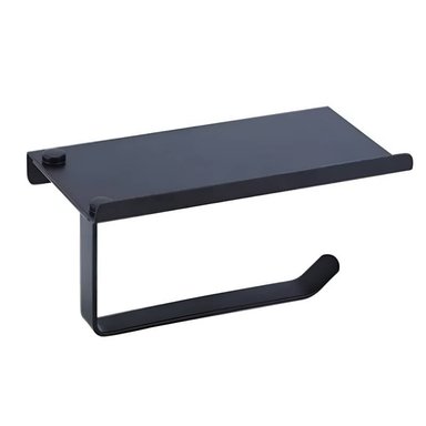 PORTAPAPEL HIGIENICO GREEN HOUSE MINIMALISTA ACERO INOXIDABLE NEGRO CON SOPORTE MULTIUSO SUS 304