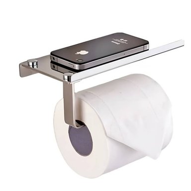 PORTAPAPEL HIGIENICO GREEN HOUSE MINIMALISTA ACERO INOXIDABLE CROMADO CON SOPORTE MULTIUSO SUS 304