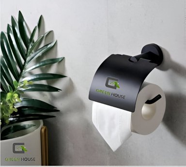 PORTAPAPEL HIGIENICO CON TAPA NEGRO MATE ACERO INOXIDABLE