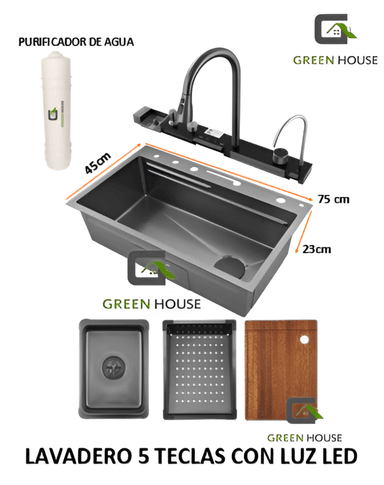 LAVADERO MULTIFUNCIONAL DE COCINA CON LUCES 5 TECLAS + MEZCLADORA - 6