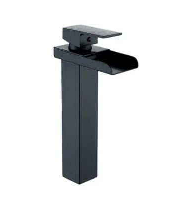 MEZCLADORA MONOCOMANDO DE LAVATORIO CAIDA CASCADA NEGRO MATE 30CM - 1