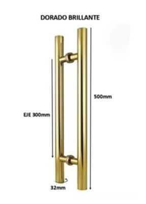 MANILLON - JALADOR - TIRADOR  H ACERO DORADO PUERTA VIDRIO (EJE 300MM)