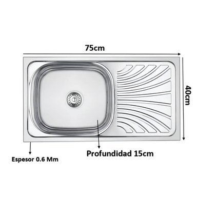 SET LAVADERO MINIMALISTA ACERO INOXIDABLE PLATEADO FREGADERO NZD MAS GRIFERIA AGUA FRIA - 3