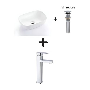 COMBO DE LAVATORIO RECTANGULAR MAS GRIFERIA Y DESAGUE
