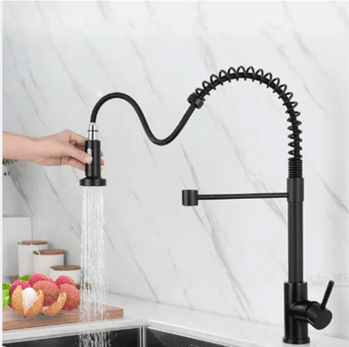 GRIFERIA COCINA MEZCLADORA EXTRAIBLE NEGRA ACERO MONOCOMANDO