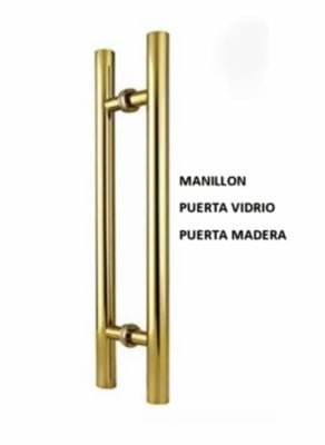 MANILLON - JALADOR - TIRADOR  H ACERO DORADO PUERTA VIDRIO (EJE 400MM)