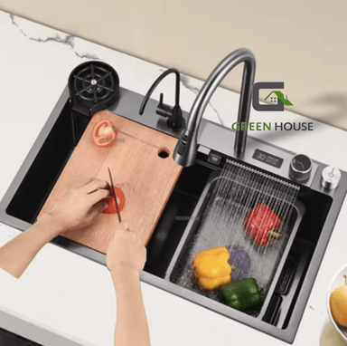 LAVADERO DE COCINA PORTA CUCHILLO MULTIFUNCIONAL 2 TECLAS ACERO NEGRO - 4