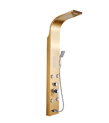 COLUMNA DE DUCHA HIDROMASAJE SATINADO DORADO INOXIDABLE 4 HIDROJETH