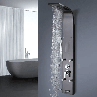 COLUMNA DE DUCHA HIDROMASAJE NEGRO ACERO INOXIDABLE 4 HIDROJETH