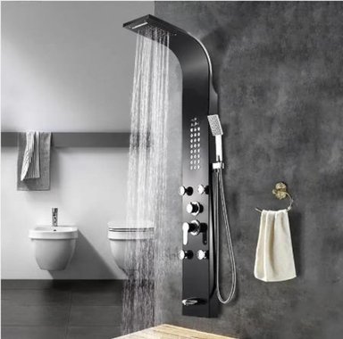 COLUMNA DE DUCHA HIDROMASAJE NEGRO ACERO INOXIDABLE 4 HIDROJETH - 4