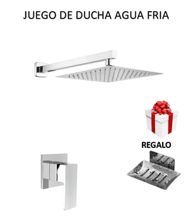 JUEGO DE  DUCHA  ACERO 20CM + LLAVE DE DUCHA DUCHA  CROMADO AGUA FRIA