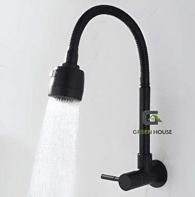 GRIFERIA DE ACERO PARA COCINA  PARED FLEXIBLE NEGRO - 4