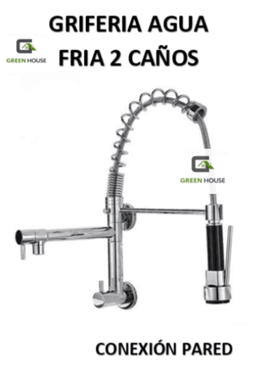 GRIFERIA DE COCINA  DOBLE CAÑO AGUA FRIA CROMADO PARED