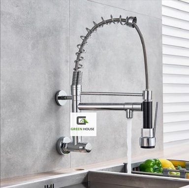 GRIFERIA DE COCINA DOBLE CAÑO AGUA FRIA CROMADO PARED - 3