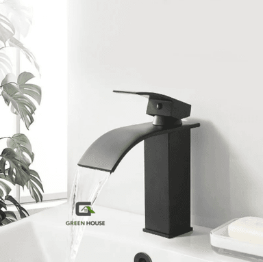 GRIFERIA LAVATORIO ACERO INOXIDABLE NEGRO MATE SOLO  AGUA FRIA  20CM