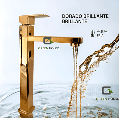 GRIFERIA  LAVATORIO 30CM DORADO  AGUA FRIA  PICO LARGO