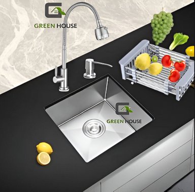 COMBO DE LAVADERO COCINA ACERO 44X39CM + GRIFERIA FLEXIBLE AGUA FRIA - 4
