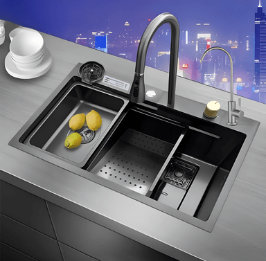 LAVADERO 75X46X23CM DE COCINA PORTA CUCHILLO ACERO NEGRO - 3