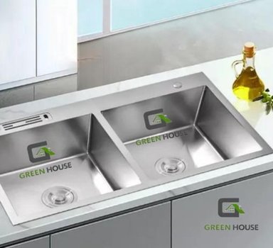 LAVADERO DE COCINA SATIN DOBLE POZA CON PORTA CUCHILLO ACERO INOX. - 2