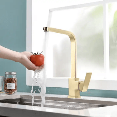COMBO LAVADERO DE COCINA  2 POZAS + MEZCLADORA DORADA BRILLANTE - 5