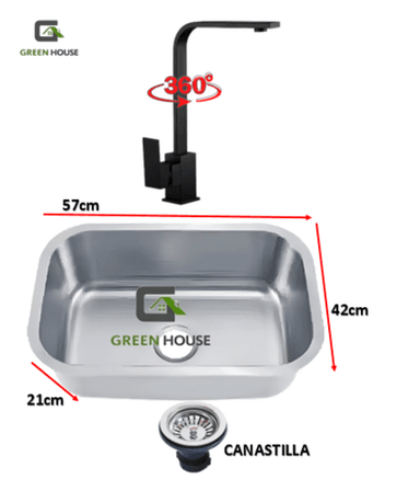 COMBO DE LAVADERO FREGADERO CRO59 ACERO MAS GIRATORIA 360 GRADOS