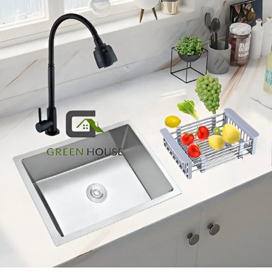 COMBO DE LAVADERO CDO 44X39X21CM + GRIFERIA AGUA FRIA ACERO - 2