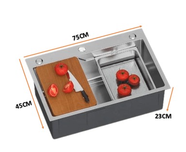 COMBO 75X45X23CM LAVADERO DE COCINA CON REBOSE MEZCLADORA EXTRAIBLE - 5