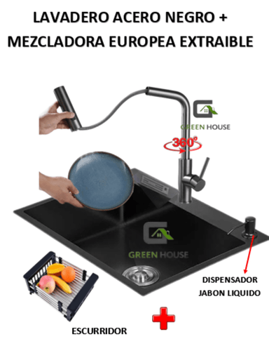 COMBO 60X45X23CM LAVADERO PORTA CUCHILLO + MEZCLADORA EUROPEA