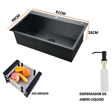 COMBO 81X48X23CM LAVADERO DE COCINA MODELO POZON  + MEZCLADORA - 6