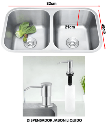 COMBO LAVADERO DE COCINA  2 POZAS  CROMADO + MEZCLADORA EXTRAIBLE - 5
