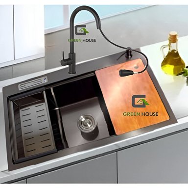 COMBO LAVADERO DE COCINA  1 POZA  81X45X23CM + MEZCLADORA  EXTRAIBLE ACERO