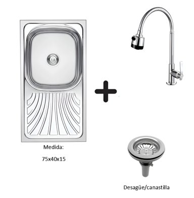 COMBO DE LAVADERO FREGADERO MODELO NZD ACERO MAS GRIFERIA AGUA FRIA