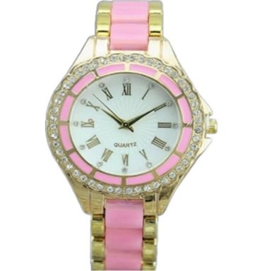 RELOJ GENEVA MUJER ANÁLOGO CRISTALES ROSA ORO