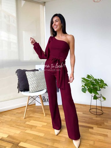 ENTERIZO LARGO MUJER ARMA TU LOOK IMPERIO UNA MANGA ABULLONADA