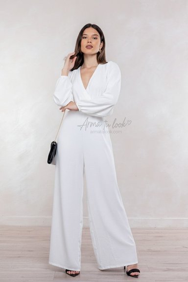 ENTERIZO VALERIA ESCOTE V MANGA LARGA PANTALON PALAZZO - 2