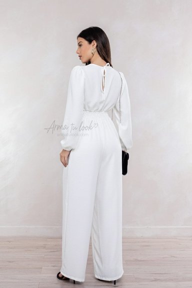 ENTERIZO VALERIA ESCOTE V MANGA LARGA PANTALON PALAZZO - 3