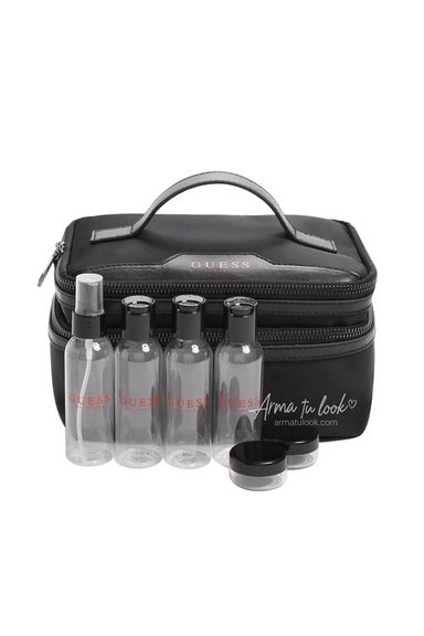 NECESER TRAVEL KIT GUESS CON SET DE BOTELLAS RECARGABLES