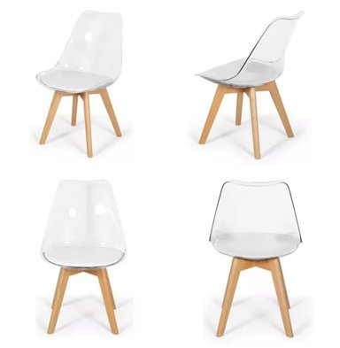 SILLA TRANSPARENTE ACOLCHADA EAMES PACK X4