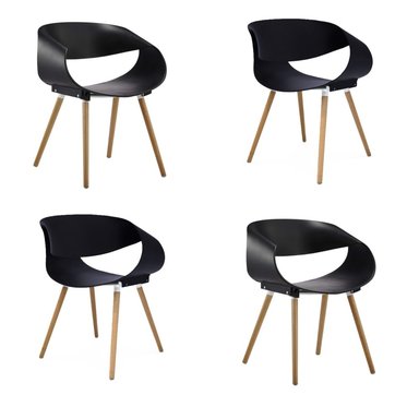 SILLA CON RESPALDO HUECO LUNA NEGRO DISEÑO PACK X4