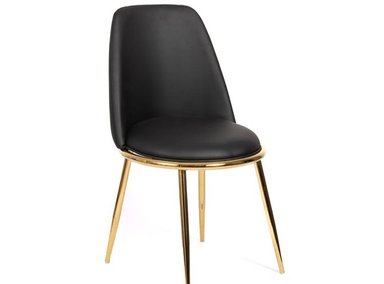 SILLA CON ASIENTO ACOLCHADO CUERO PU GOLDEN NEGRO