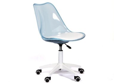 SILLA GIRATORIA ACOLCHADA CUERO PU EAMES AZUL TRANSLÚCIDO