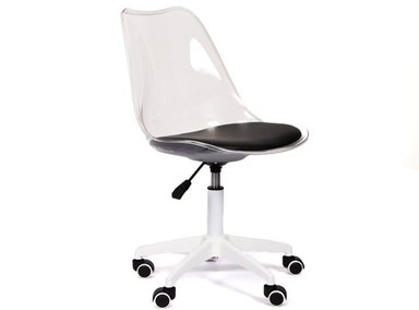 SILLA GIRATORIA ACOLCHADA CUERO PU EAMES TRANSPARENTE CON ASIENTO NEGRO