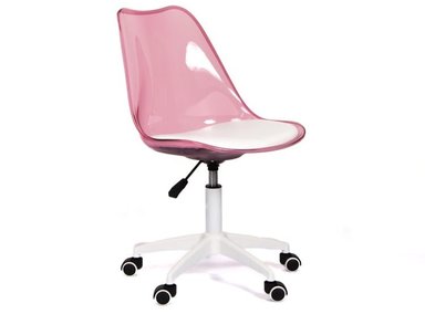 SILLA GIRATORIA ACOLCHADA CUERO PU EAMES ROSADO TRANSLÚCIDO